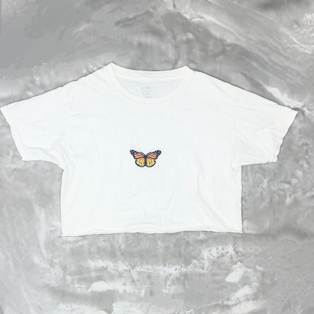 Embroidered Butterfly Crop Top